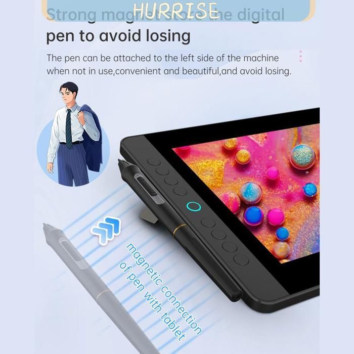 Tbest BOSTO BT-13HDK Grafiktablett, 13,3-Zoll H-IPS, tragbar, für Desktop-Nutzung, Schwarz