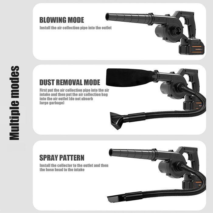 21V Leaf Blower, 3.3 m³/min, Lightweight, for Garden, Patio, Leaf Blowing and Dust Removal - Black