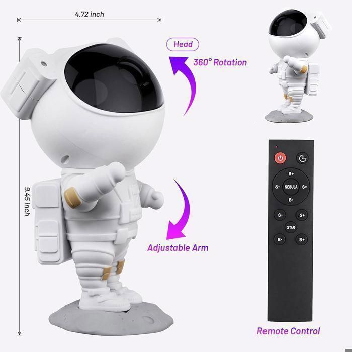Proyector de astronauta, proyector de galaxia, cielo estrellado, luz nocturna con nebulosa, control remoto, rotación de 360° ajustable.