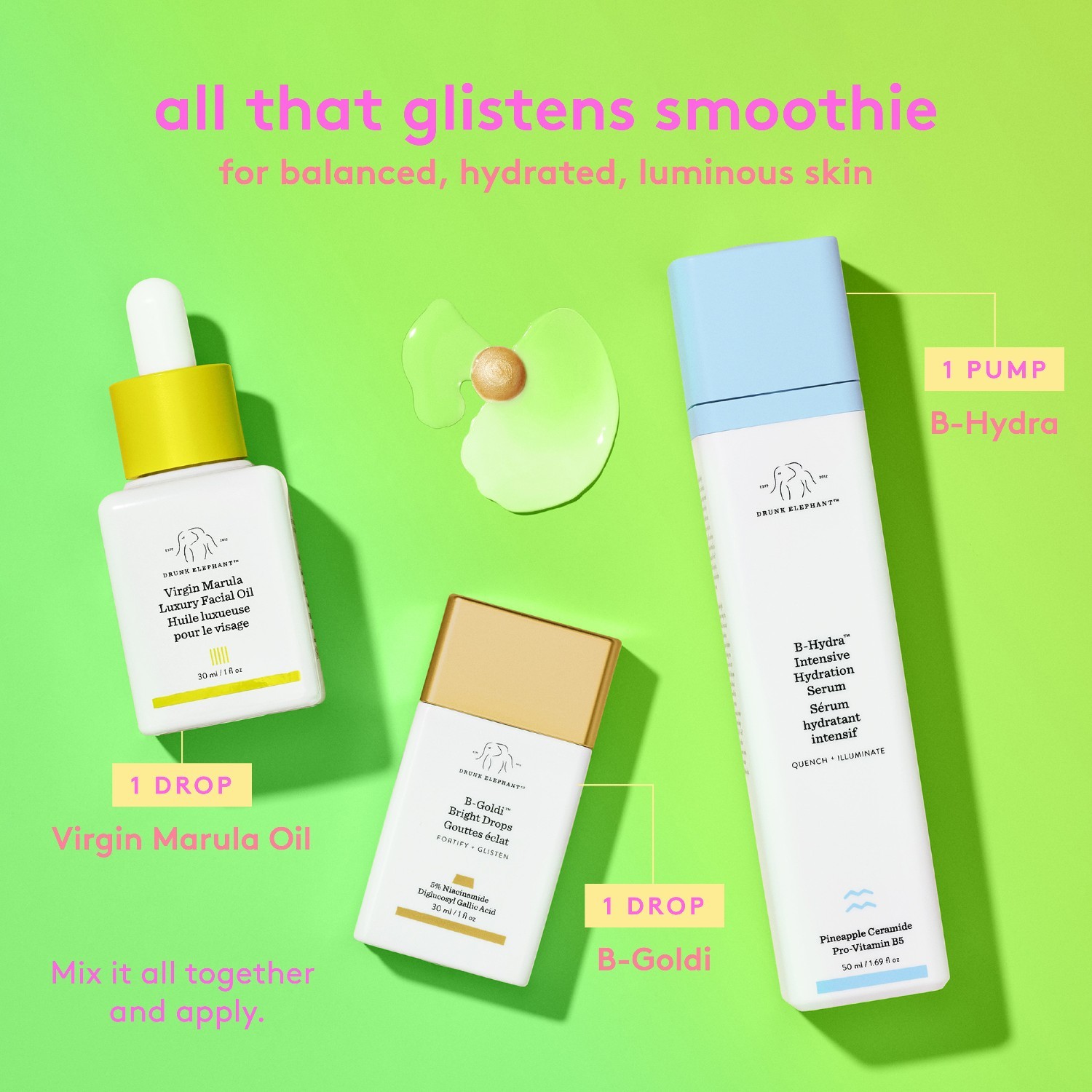 Pijani slon, sijoči serum B-Goldi™, svetle kapljice - 30 ml