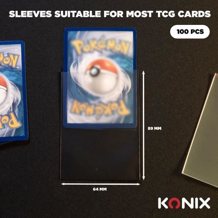Protetores de Cartas - KONIX - Protetores Perfeitos - 100 unidades - Compatíveis com Magic: The Gathering e Pokémon - Transparentes