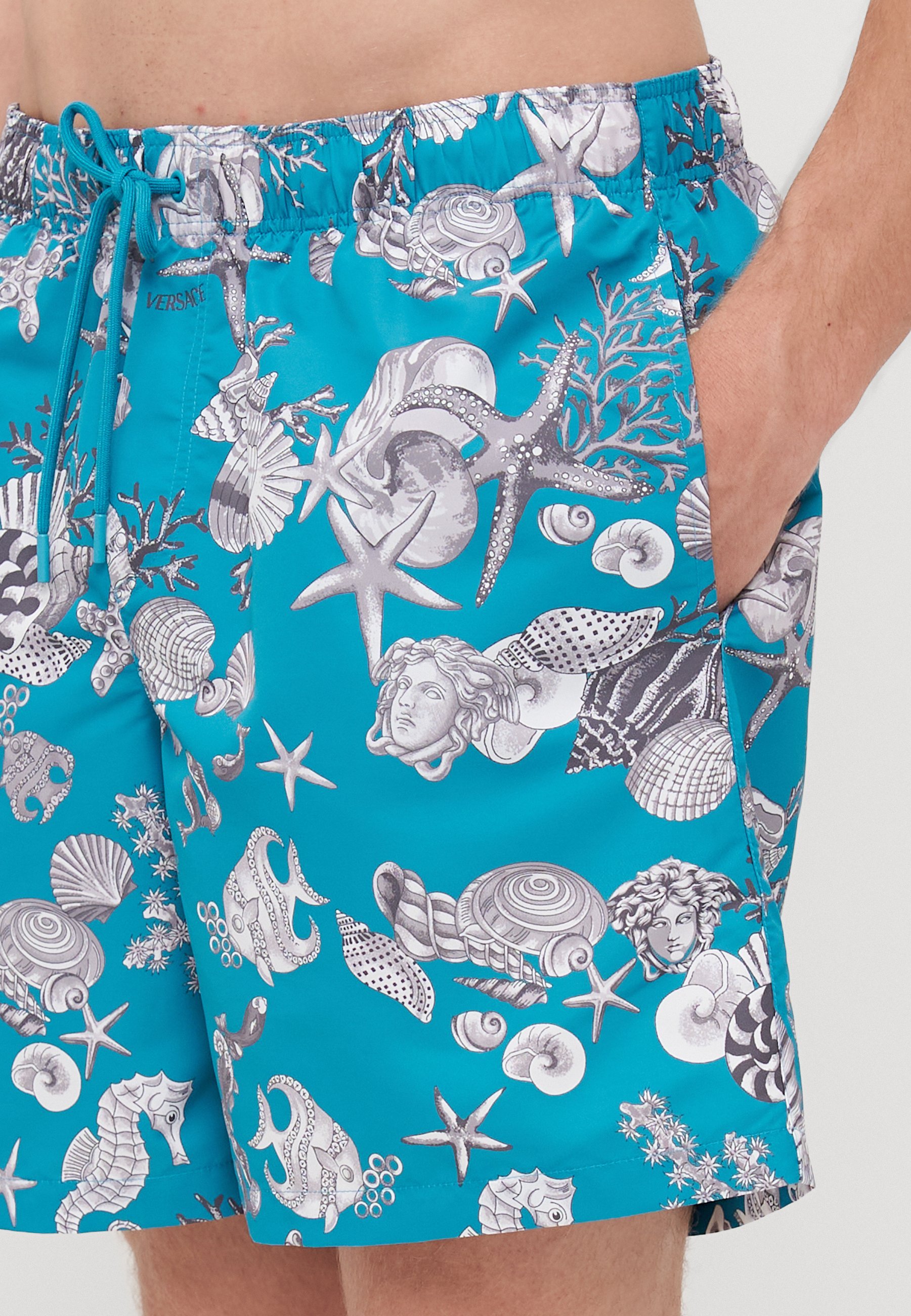 Versace SWIM GOLFO LAVACANZA ALL OVER - Pantaloncini da bagno - verde mare scuro/grigio argento