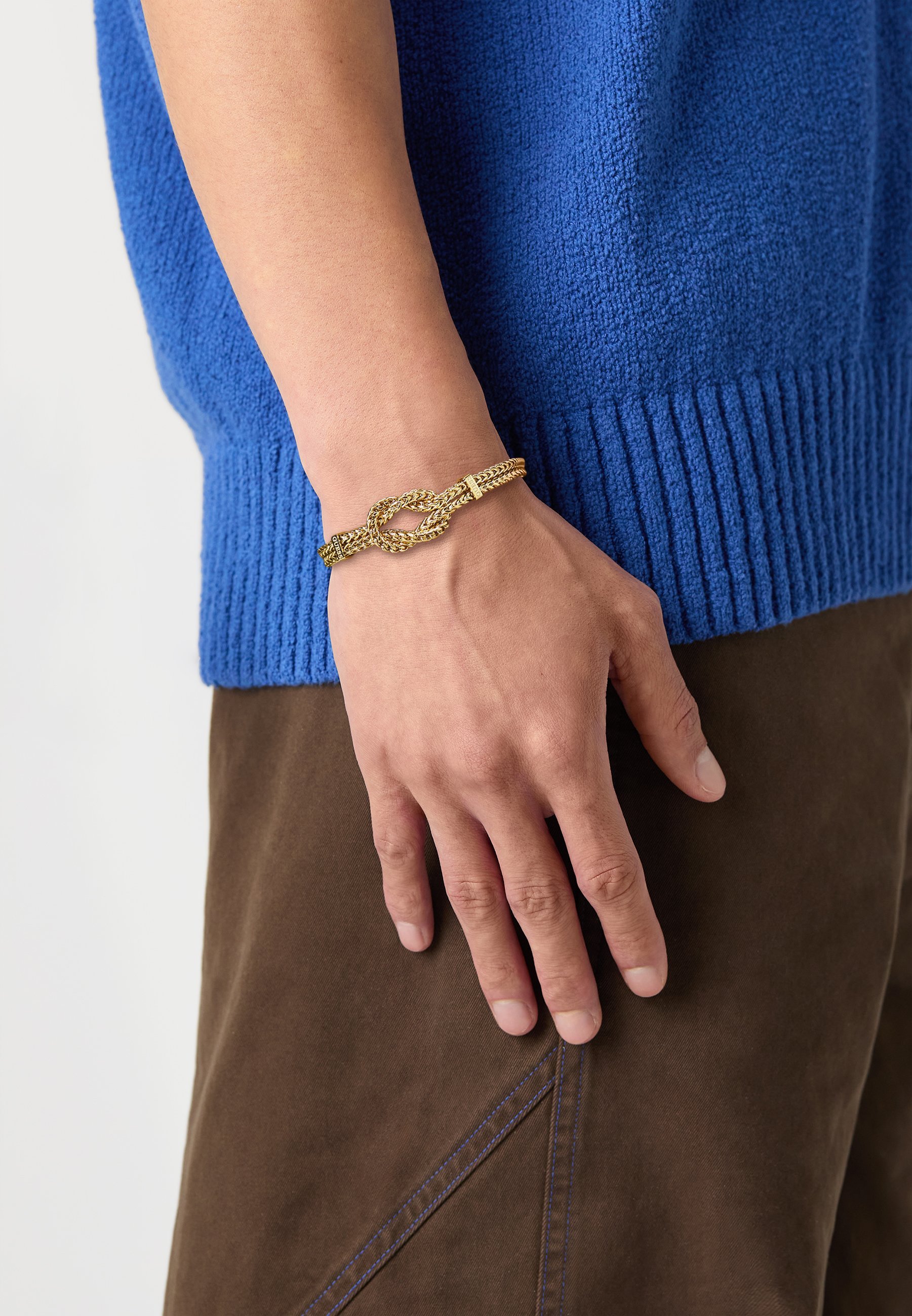 Guess zeemansknoop unisex armband - geelgoudkleurig