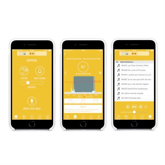 REMI - Réveil éducatif connecté pour enfant - Babyphone - Veilleuse & Berceuse - Suivi du Sommeil - Jaune