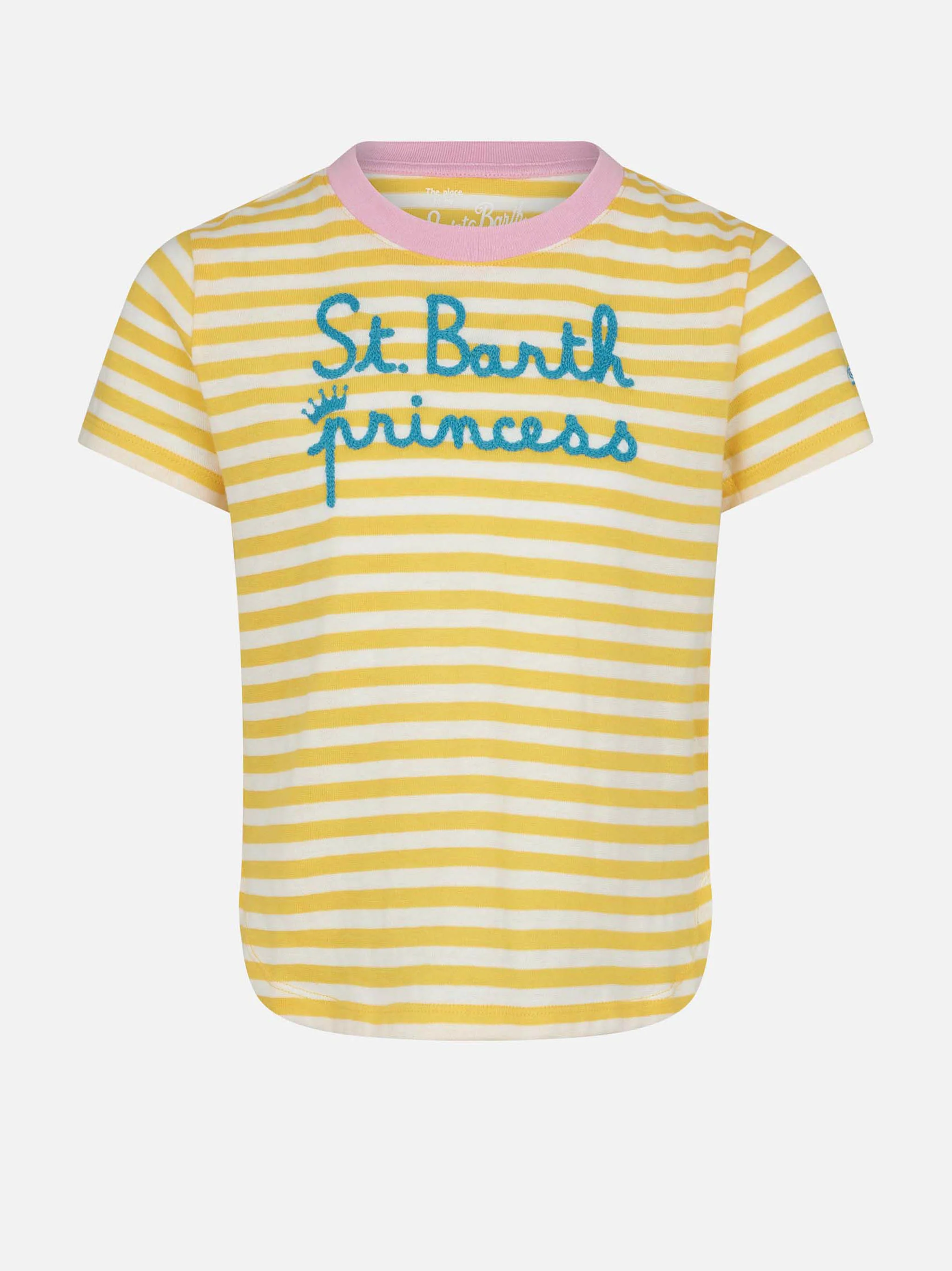 St. Barth Princess gestreept T-shirt voor meisjes met borduurwerk