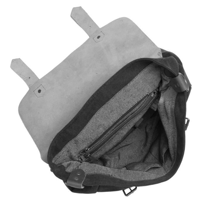 Cartable en cuir et toile - Modèle MOOREA - Dimensions L 44 x H 29 x P 12 cm - Sac porté main et bandoulière