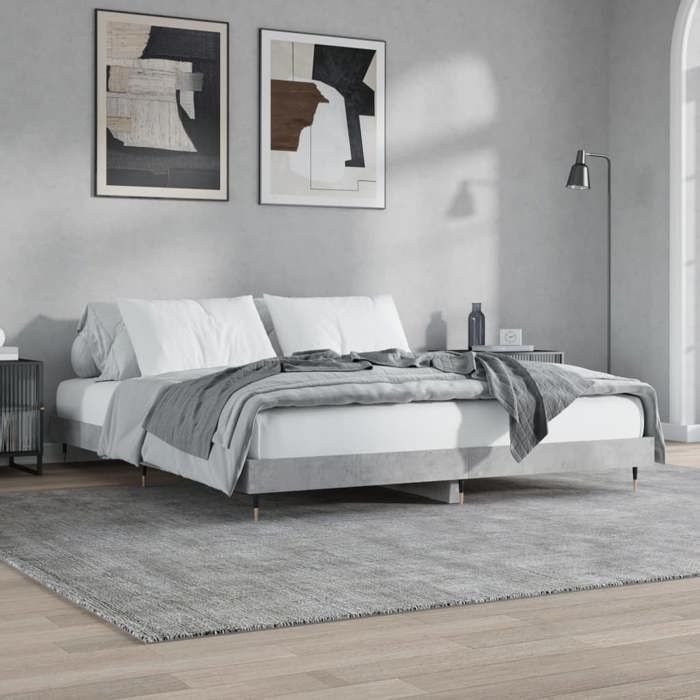 Grigio 200 x 200 cm - Letto in legno - Portata massima 150 kg - Struttura letto - Materasso non incluso - Cemento Grigio 200x200 cm 005_842426