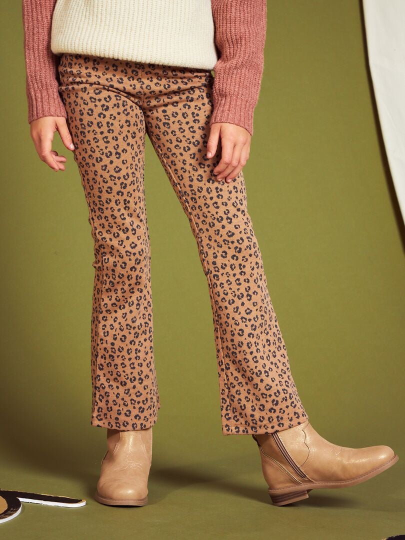 Luipaardprint flared broek - BEIGE