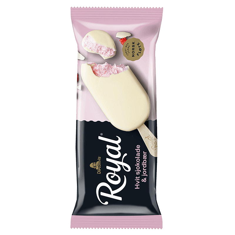 Diplom-is Royal hvid chokolade og jordbær Dimplo-is