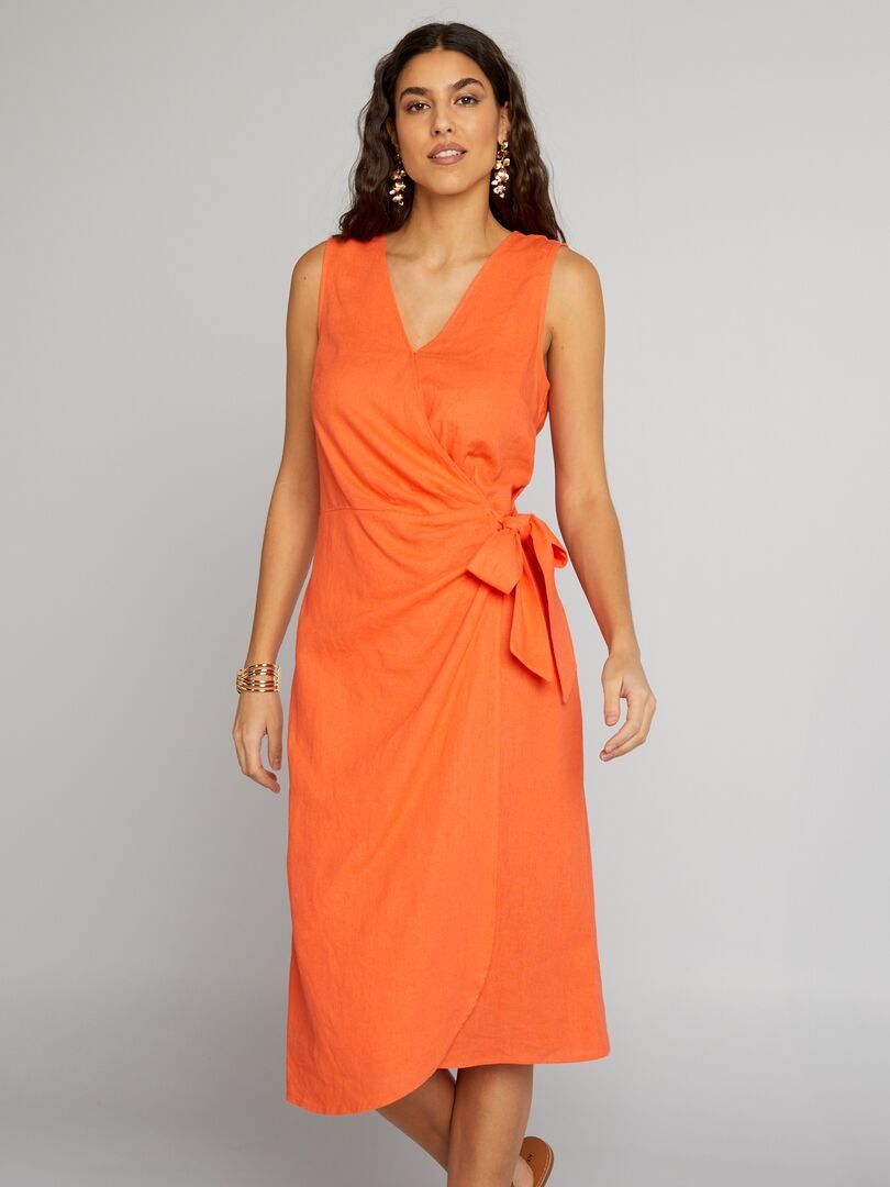 Mouwloze midi-jurk - ORANJE
