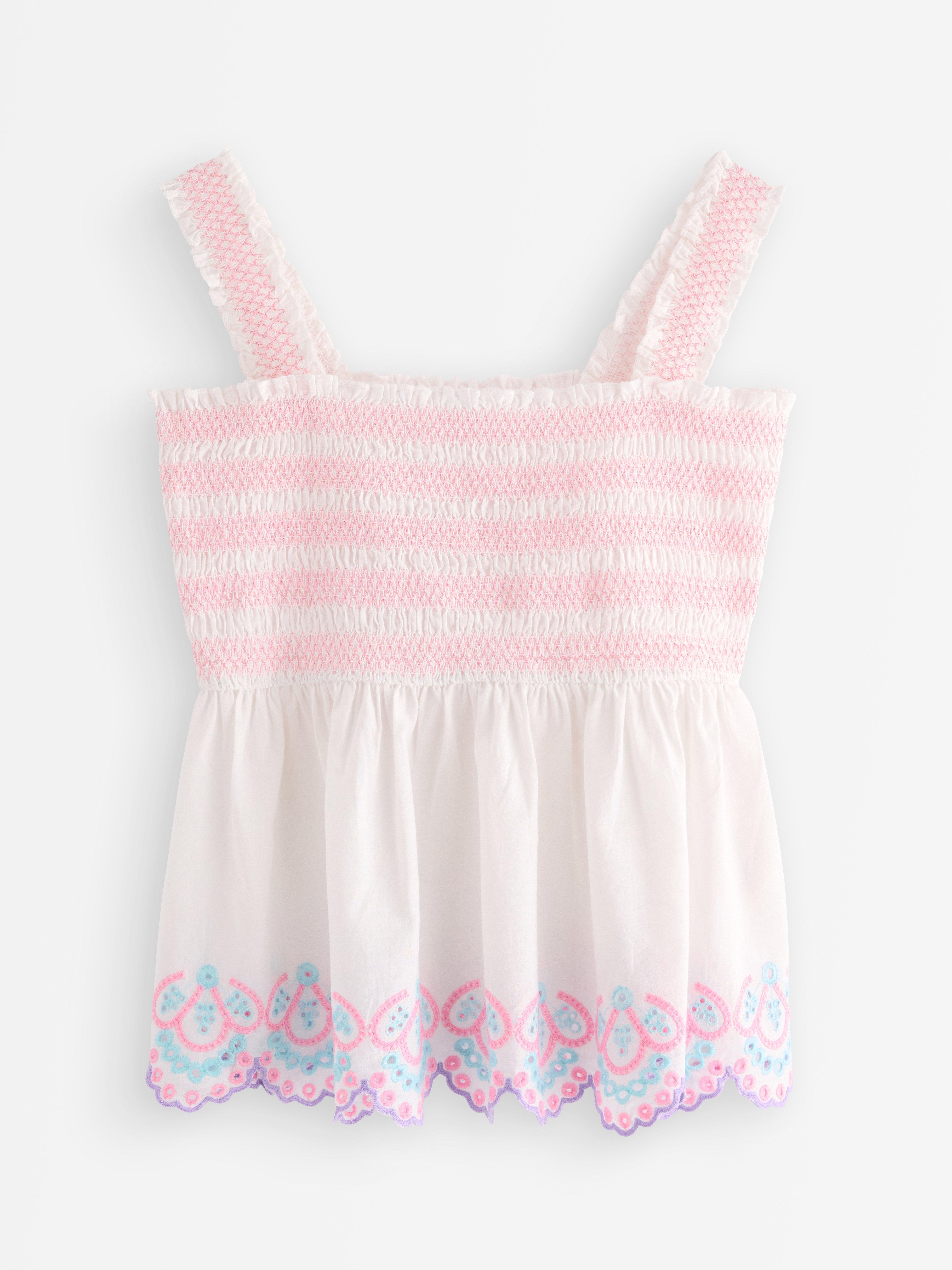 Peplum top med broderi Off White