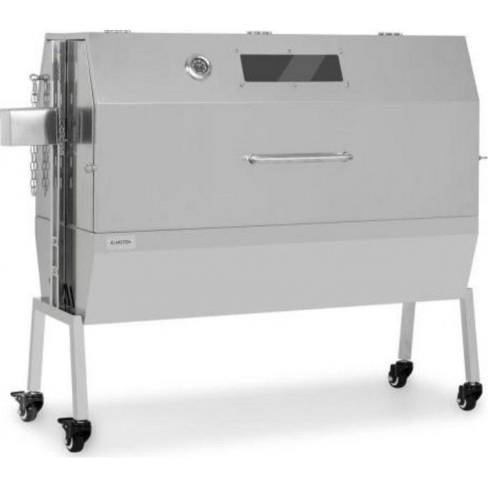 Houtskoolbarbecue - Klarstein Sauenland Pro XL speenvarkengrill - Houtskoolrotisserie - Draaiend spit - Zilver