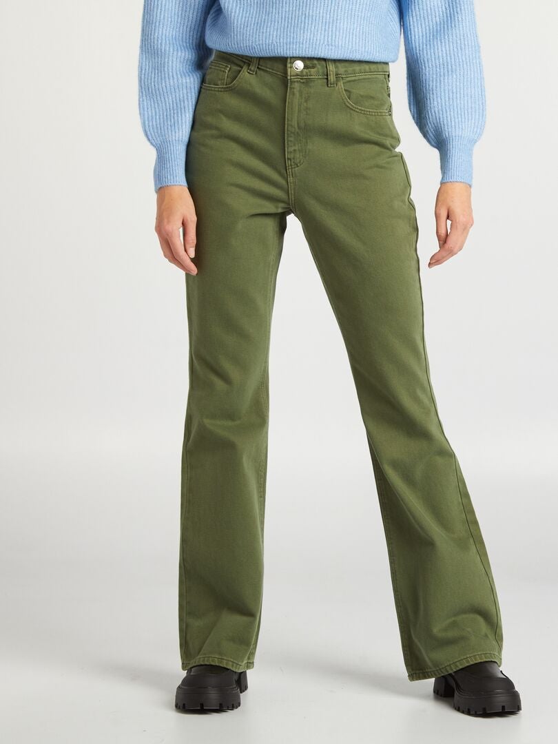 Pantalones acampanados - 5 bolsillos - VERDE