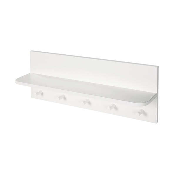 Youth bed including wall shelf, white
