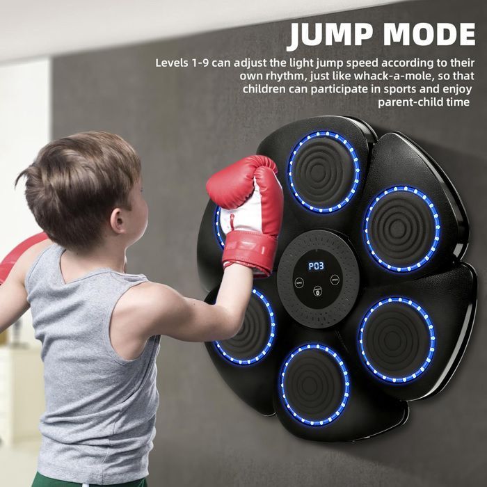 Máquina de boxeo musical, entrenador de boxeo de pared, juego de boxeo musical para adultos y niños, equipo de boxeo con guantes.