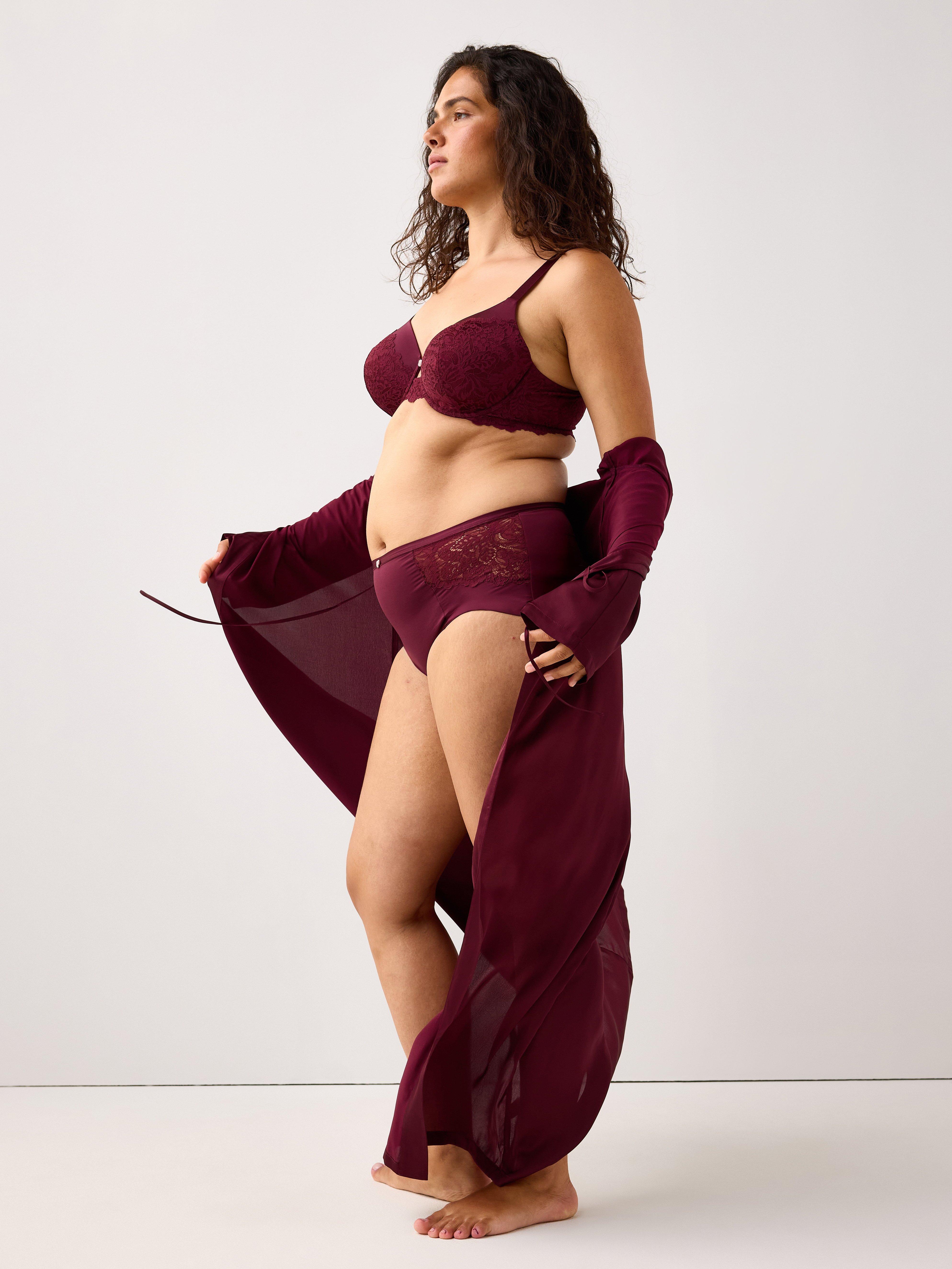 Hoge taille slip donker stoffig rood