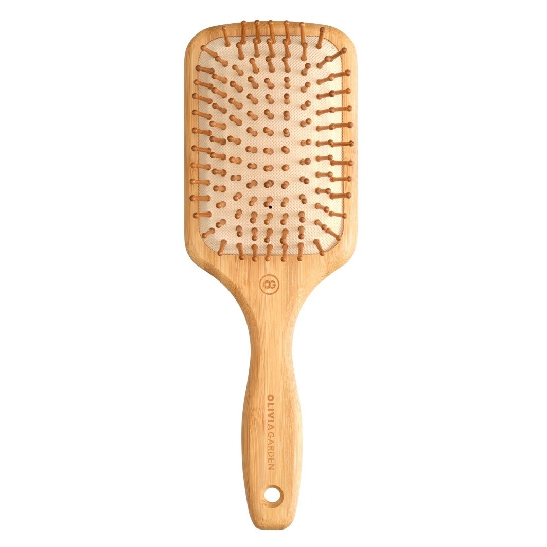 Olivia Garden BAMBOO TOUCH puinen harja selvitys- ja hierontaharja isolla harjaspäällä - 1 kpl.