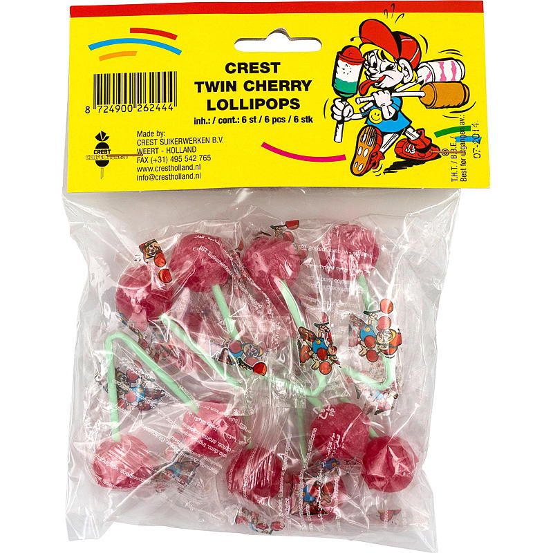 Piruletas Twin Cherry (paquete de 6)