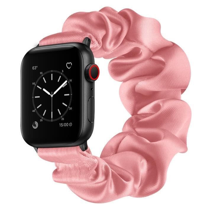 Stil B Stoff-Haarband, elastisches Smartwatch-Armband für Apple Watch 4-5-6-SE 40 mm 1-2-3 38 mm S - Hellrosa