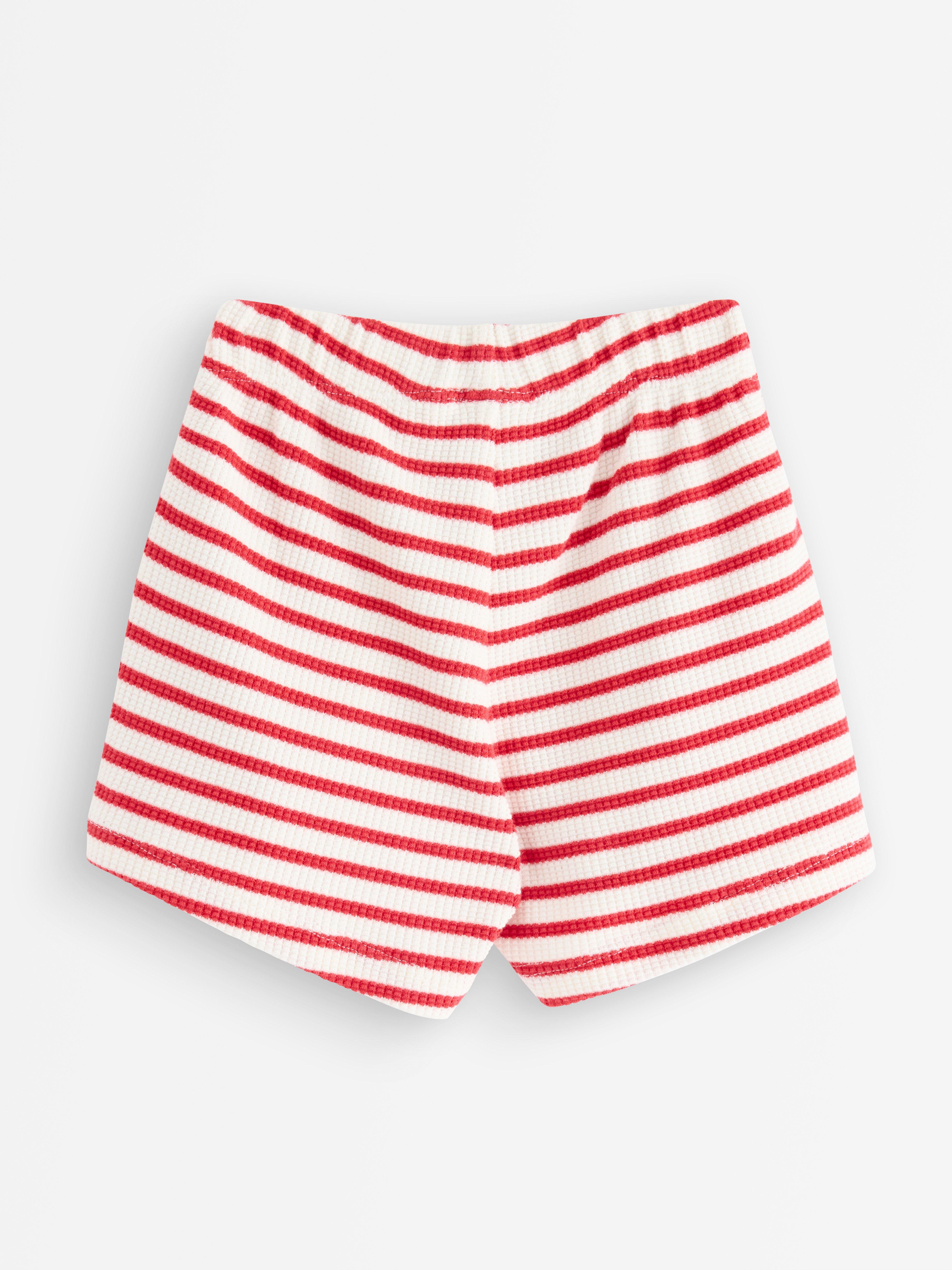 Calções de malha listrados vermelho claro