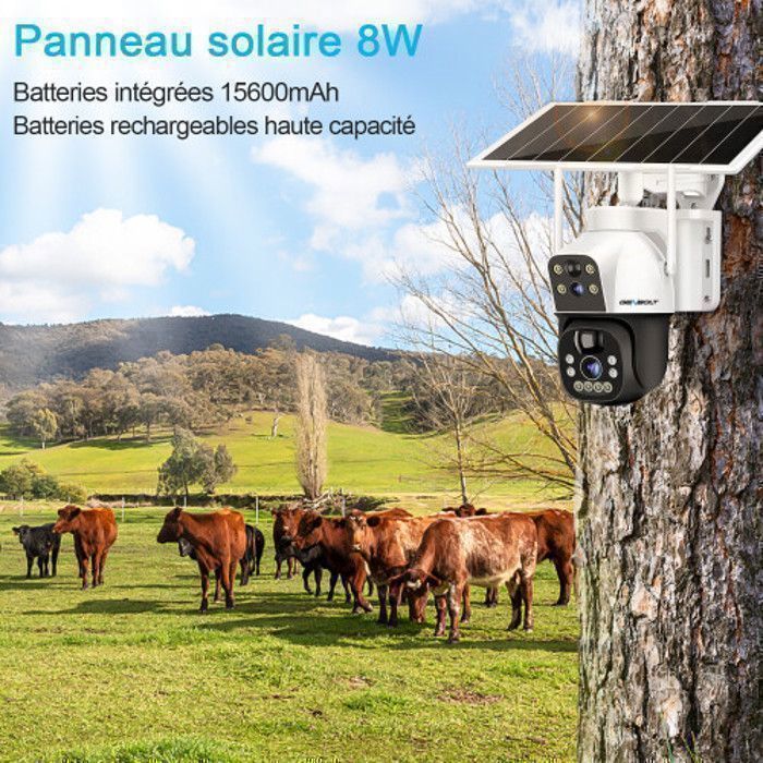 Cámara de seguridad solar inalámbrica para exteriores GENBOLT 3G/4G LTE 2.5K, 8W, 15600mAh, grabación 24/7, cámara de doble lente.