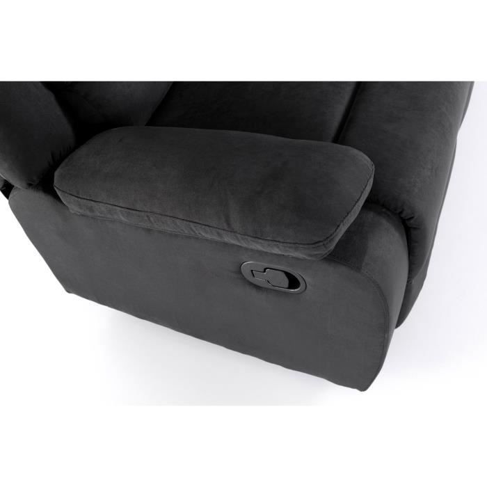Sofá reclinável LEO de 2 lugares em microfibra - Preto - L143 x P93 x A96cm - LOUNGITUDE