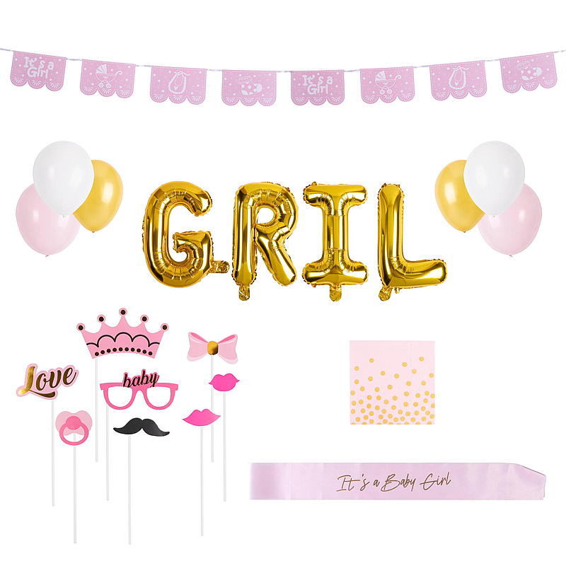 Ensemble de fête de baby shower rose Giform