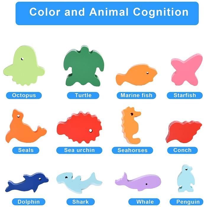 Jeu de construction en bois - Blocs d'empilage de l'équilibre - Animaux Montessori