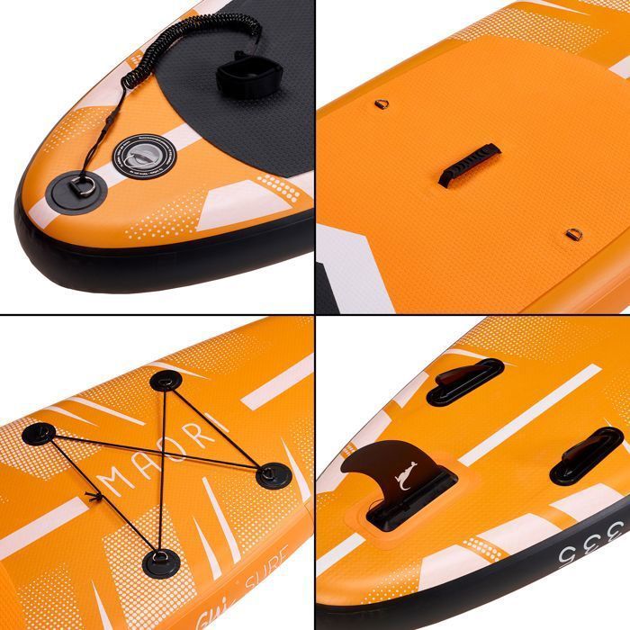 KANGUI Stand up Paddle 335cm SUP gonflable + pagaie + sac à dos + pompe haute pression + leash + kit de réparation- MAORI