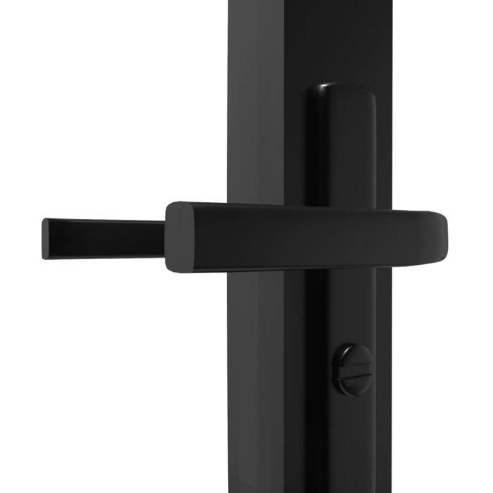 Puerta interior vidaXL ESG de cristal y aluminio, 76x201,5 cm, negra, 151198