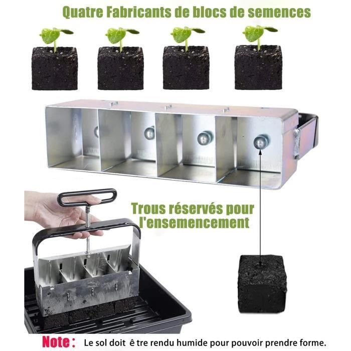 Bloc de Terreau Manuel 4pcs 5cm pour Planter des Graines, Presse Motte pour Semis Outil pour Planter des Graines de Jardin en
