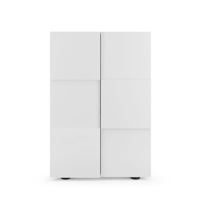 Meuble à chaussures - 15 paires - Blanc laqué - L78 x P33 x H113 cm - MILANO