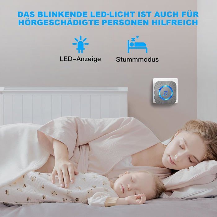 Wireless Doorbell - Waterproof - 300m Range - 55 Melodies - Quick Installation