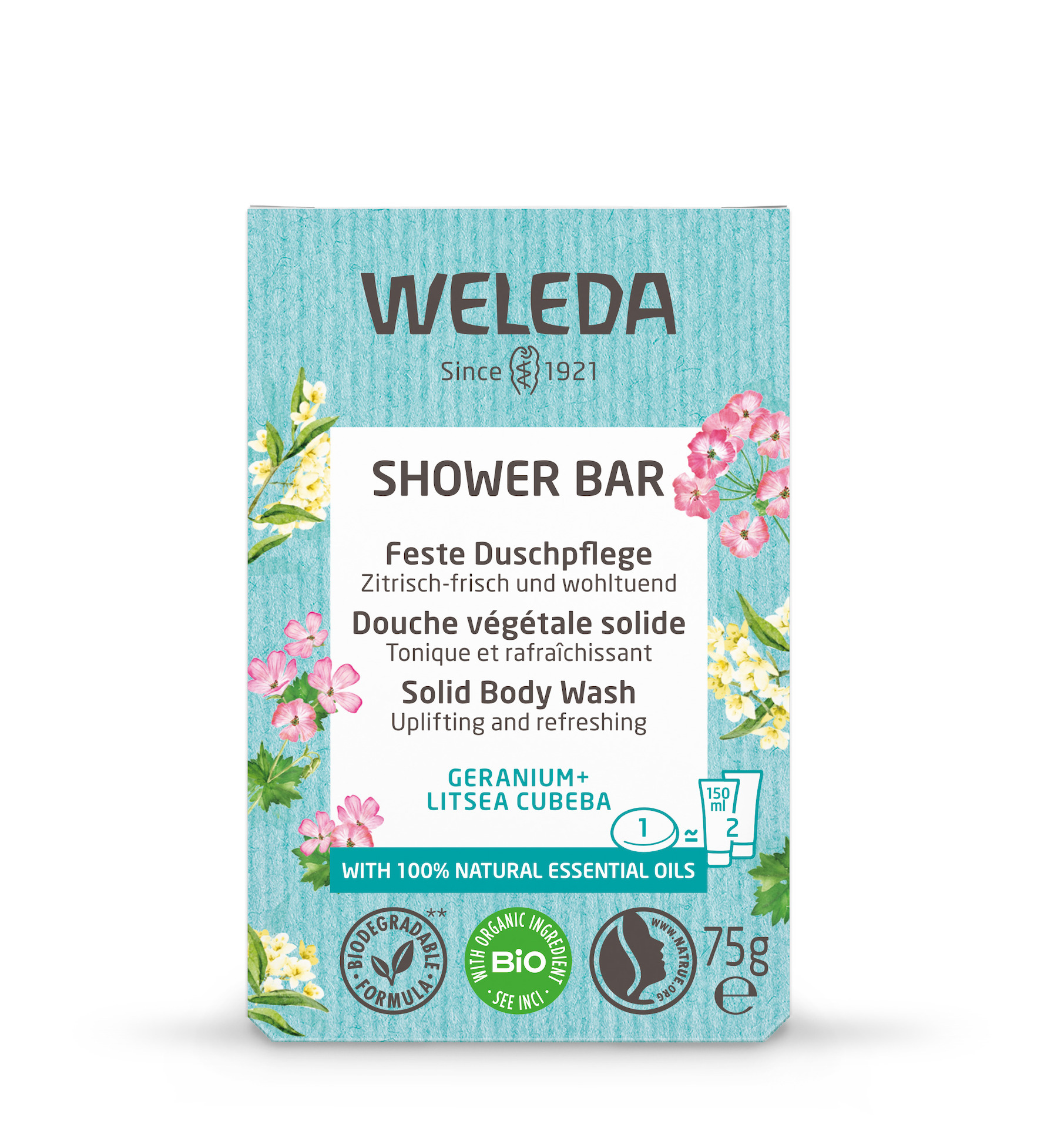 Čvrsti gel za tuširanje Geranium + Litsea Cubeba sapun - Weleda