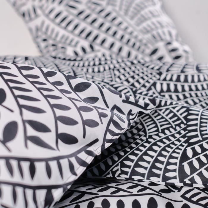 Juego de ropa de cama para cama doble - HOY - 260x240 cm - 100% algodón - Blanco y negro
