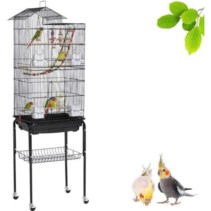 HEK Cage Oiseaux Volière Portable Solide sur Roulettes pour Perruches, Perroquets, Inséparables, Mandarins et Canaris
