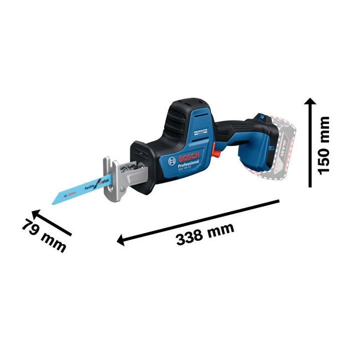 BOSCH PROFESSIONAL Cordless Reciprocating Saw - GSA 18V-24 - 18V - 230 mm - With 2 Blades S922EF, S2345X