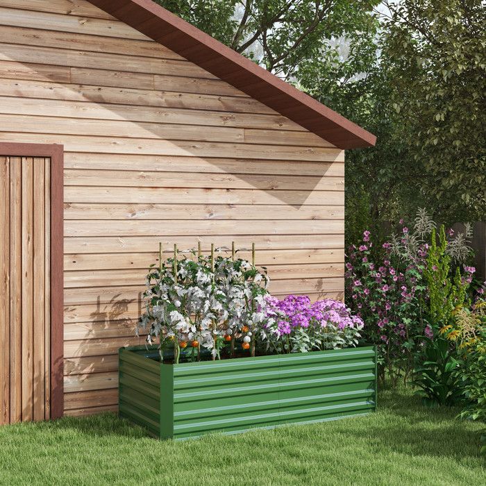 Garden vegetable garden bed - Outsunny - rectangular - galvanized steel reinforcement tubes - 180 x 90 x 59 cm - green