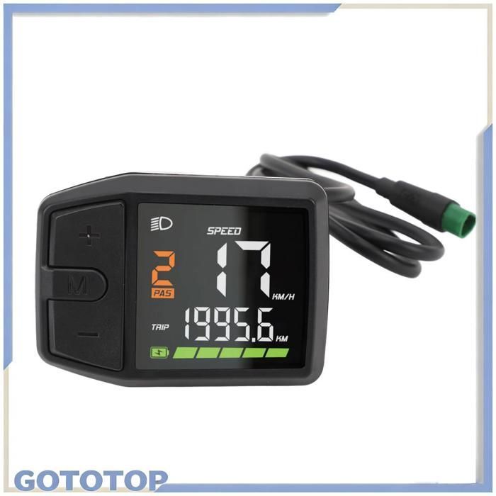 Tachimetro con display a LED per bici elettriche, impermeabile, compatibile con sistemi a 24V, 36V e 48V, con grado di protezione IP65.