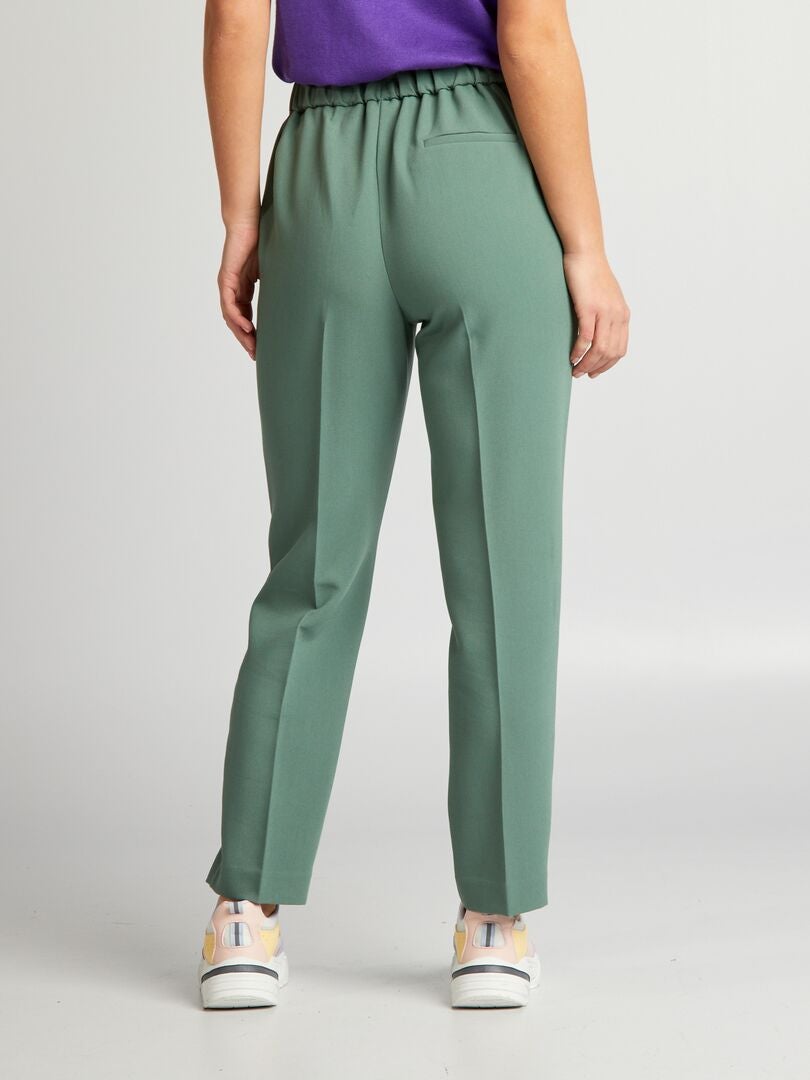 Rechte broek met goudkleurige knopen met patroon - GROEN
