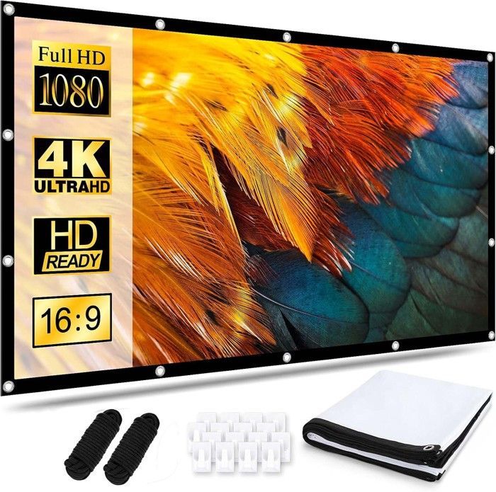 Écran de Projection Portable Pliable Extérieur 120 Pouces, 16: 9 HD, Plis Projection pour Vidéoprojecteurs, , Fête, Nuit de Cinéma