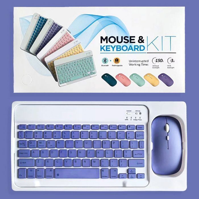 Ensemble Clavier Souris Bluetooth Sans Fil - Ultra Fin et Portable, Violet, Ergonomique Compatible Téléphone Tablette PC Portable