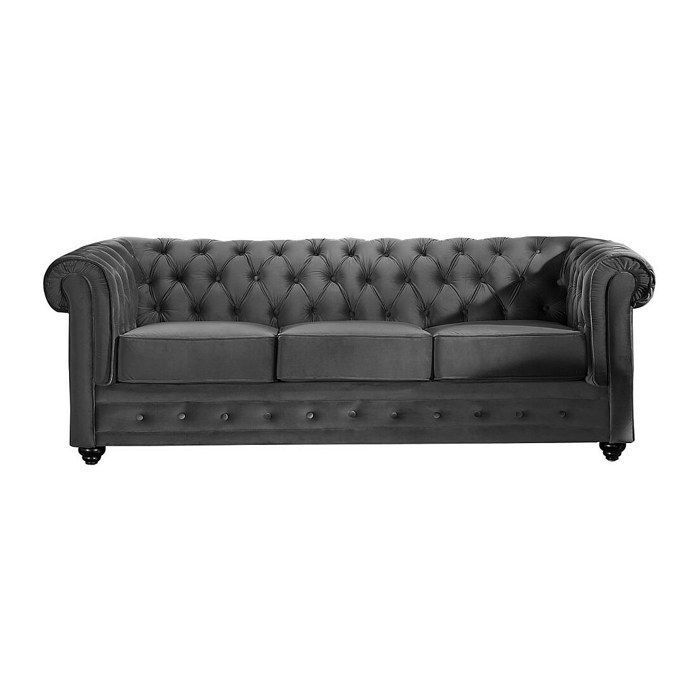 Divano a 3 posti e 2 poltrone CHESTERFIELD - Velluto antracite
