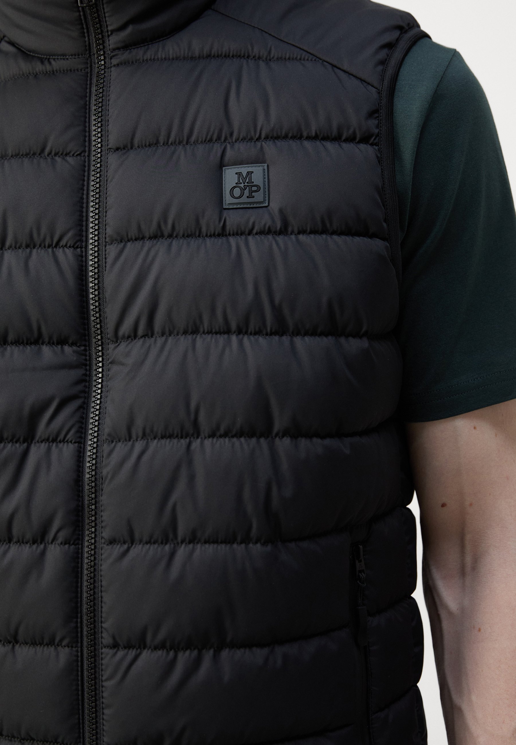 Marc O'Polo Vest Normale Pasvorm Opstaande Kraag Ritssluiting - Gilet - zwart