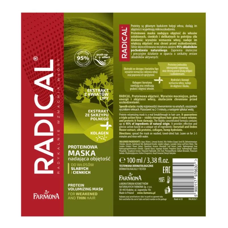 Radical Proteinowa Maska do włosów nadająca objętość 100 ml