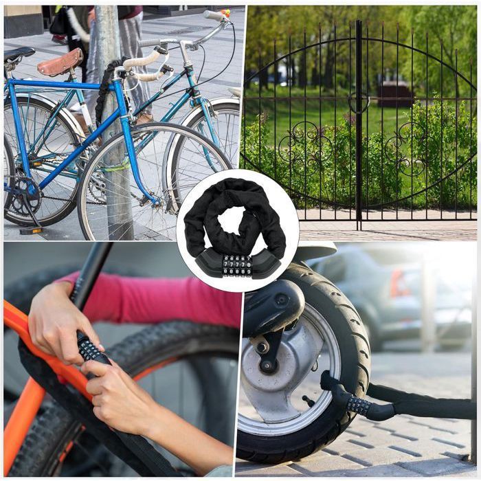 Cadena antirrobo para bicicleta de 100 cm, candado de combinación de 5 dígitos para bicicletas eléctricas/de montaña, motocicletas, patinetes eléctricos y puertas.