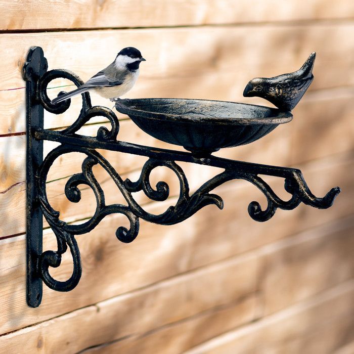 Relaxdays Abreuvoir en fonte pour mur, bain vintage , oiseaux sauvages déco jardin HxlxP: 24x28x14cm,bronze