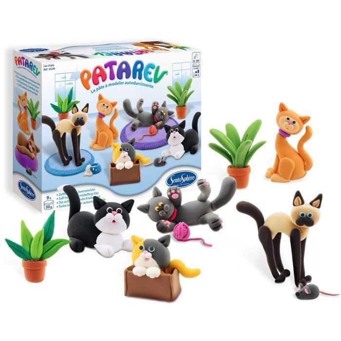 Self-hardening modeling clay - SENTOSPHERE - Patarev - Cats - Various Colors - 9 colors - Ages 7+