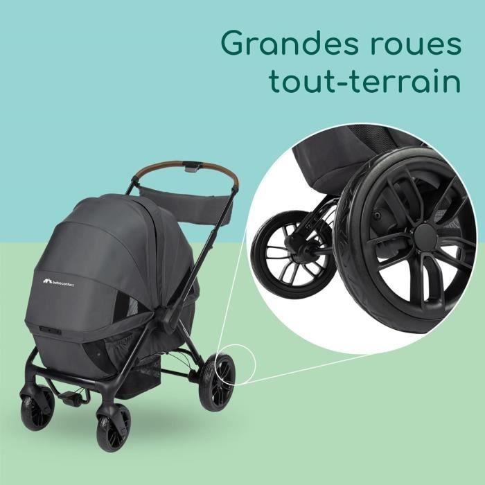 BEBECONFORT HELIOS, Passeggino doppio, Per tutti i terreni, Compatto e pieghevole, Carrello, Da 0 a 4 anni, Da 0 a 22 kg, GRAFITE MINERALE