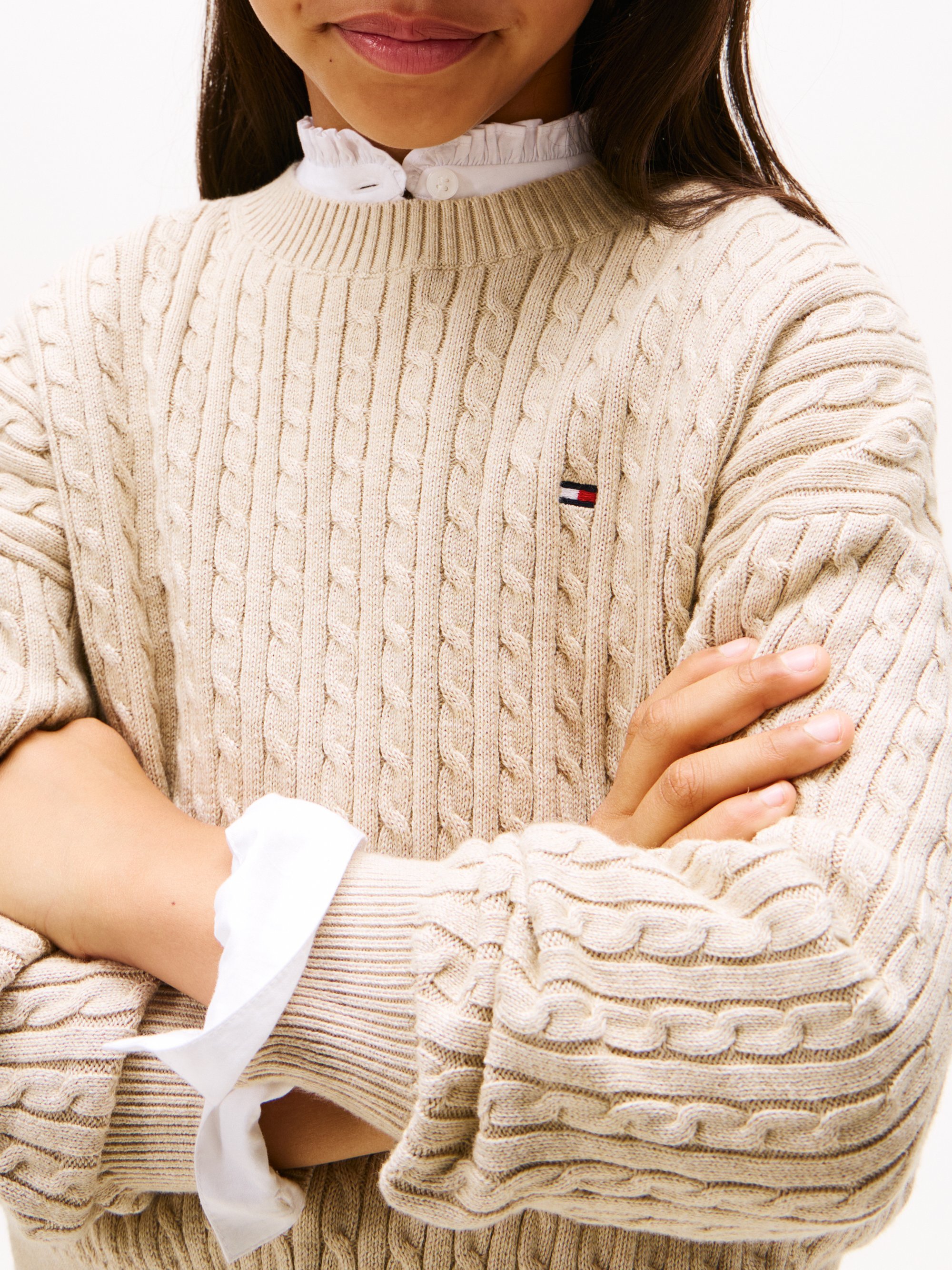 Tommy Hilfiger CABLE SWEATER - Trui - malted milk